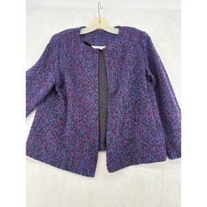 Elisabeth Williams Jacket Womens OS Jacket Purple Textured Knit Open Front‎